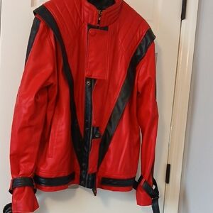 Vibrant Red and Black Bomber Jacket